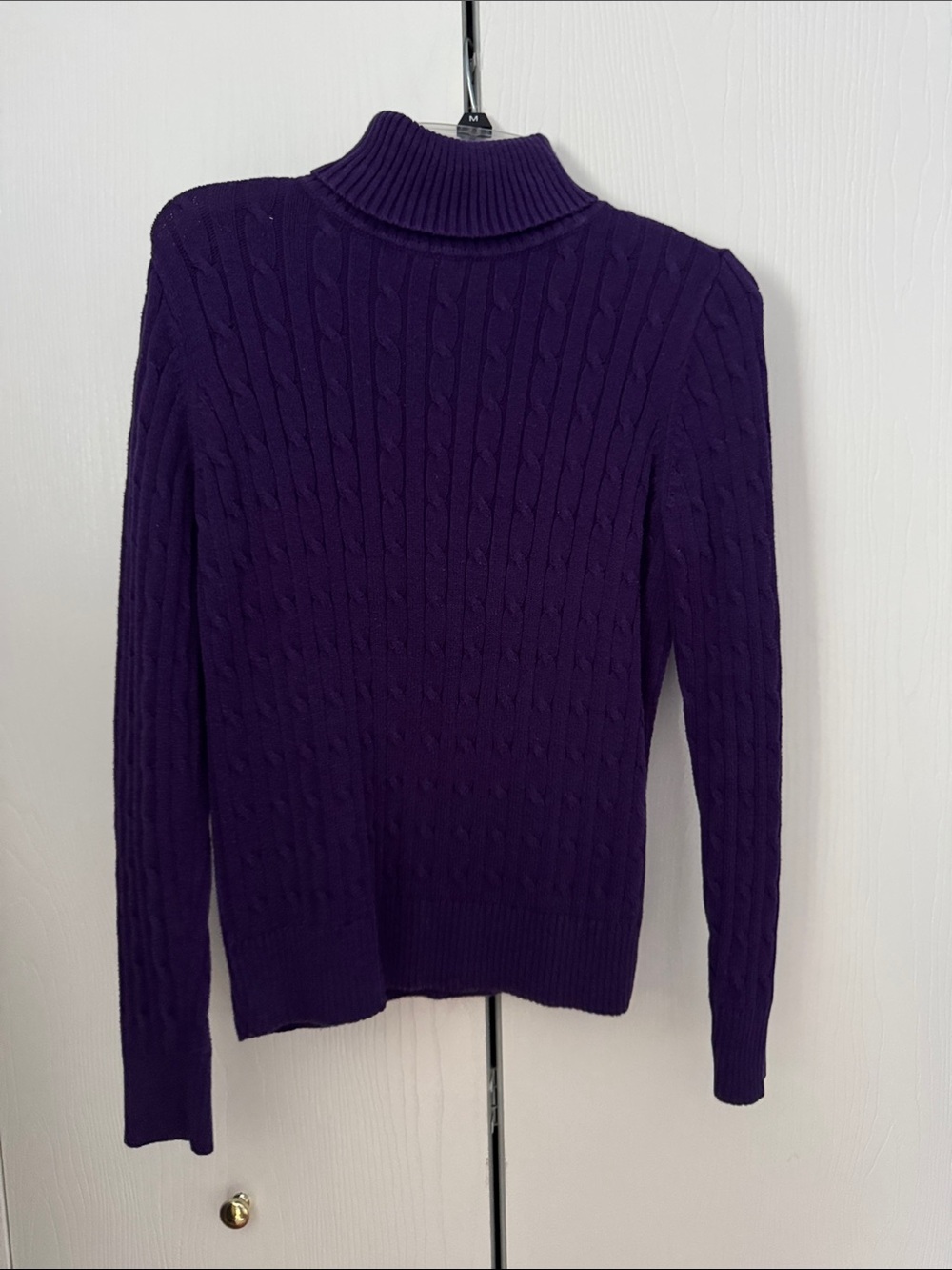 Purple Cable-Knit Turtleneck Sweater - Women's